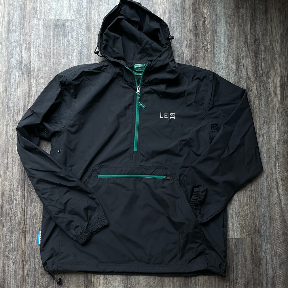 Starbucks Coffee Co Black LE19 Windbreaker Pullover Pocket Jacket Unisex Medium